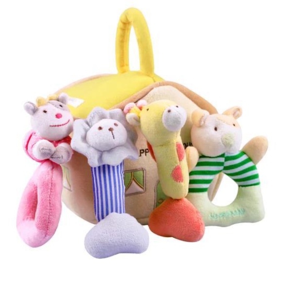 iPlayiLearn Happy House Plush Rattle Set - Picture 1 of 4